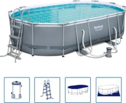 Bestway Power Steel™ Frame Pool Komplett-Set, Oval, Mit Filterpumpe, Sicherheitsleiter & Abdeckplane 488 X 305 X 107 Cm, Schwimmbecken, Schwimmen, Pools -Grünwelt Exporteren Garten-Winkel 9876ea56fa16f99bd358ccbe49fd3d84