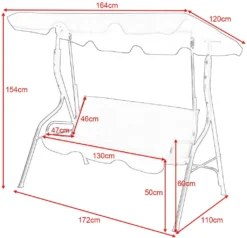 COSTWAY 3-Sitzer Hollywoodschaukel Mit Sonnendach, 5cm Sitzpolster, Gartenschaukel Bis 210kg Belastbar, Schaukelbank, Schaukel, Schwarz 10 COSTWAY 3-Sitzer Hollywoodschaukel Mit Sonnendach, 5cm Sitzpolster, Gartenschaukel Bis 210kg Belastbar, Schaukelbank, Schaukel, Schwarz -Grünwelt Exporteren Garten-Winkel 99e275cf8aac759da5031f2f8d5fcfb3