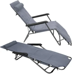 Campingstuhl Liegestuhl Freizeitliege Sonnenliege Strandliege Campingliege Klappliege Liege Incl. Auflage 178cm Grau -Grünwelt Exporteren Garten-Winkel 9a0d73aa2a889d0dbce531ca6559ff55