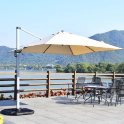 COSTWAY Sonnenschirm Ø300cm, Terrassenschirm Mit Kreuzfuß, Ampelschirm Gartenschirm Neigbar, Quadratischer Freischwinger, Marktschirm Mit Kurbel Für Garten Und Pool -Grünwelt Exporteren Garten-Winkel 9a7d9a2ce964ab8c275fcb1b60859d85