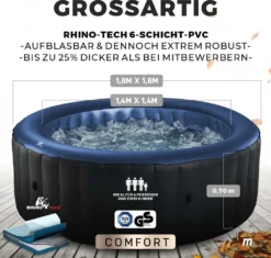 Miweba MSpa Whirlpool Comfort Bergen C-BE041 - Indoor & Outdoor-Whirlpool (Anthrazit/Blau) - Aufblasbar - 4 Personen - UV-C Filter - Anti-Frost-System - Verschließbare Poolabdeckung -Grünwelt Exporteren Garten-Winkel 9c9f6dfe6afd881bd4316eed7e8020f7