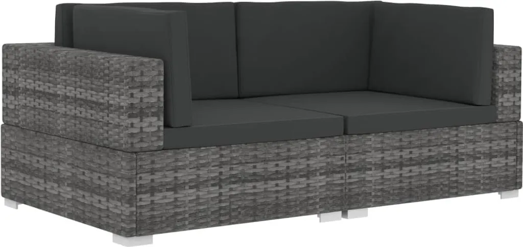 VidaXL Ecksofas 2 Stk. Mit Auflagen Poly Rattan Grau 1 VidaXL Ecksofas 2 Stk. Mit Auflagen Poly Rattan Grau