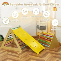COSTWAY 3 In 1 Kletterdreieck & Leiter & Rutsche, Klettergerüst Mit Doppelseitigen Rampe, Sprossendreieck Zum Klettern Und Rutschen, Für Kleinkinder Ab 3 Jahren -Grünwelt Exporteren Garten-Winkel 9cc1ca59436a5d004a1678d4067c4a68