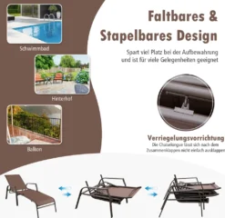 COSTWAY 2er Set Klappbare Sonnenliege, Liegestuhl Mit 5-Positionen Verstellbarer Rückenlehne, Bis 150 Kg Belastbar, 192 X 52 X 36 Cm, Gartenliege Für Pool, Garten Und Balkon -Grünwelt Exporteren Garten-Winkel 9d29eeeda062c78903a3fd72340252ba