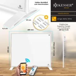 KESSER® Infrarotheizung Energiesparend Infrarot 2in1 Standgerät & Wandmontage Elektroheizung Mit Fernbedienung Thermostat & App-Steuerung Timer Elektrisch Heizpaneel Heizung Konvektor Standfüße, Farbe:Weiß, Größe:350W -Grünwelt Exporteren Garten-Winkel 9d8731ba456274b91a074c88e093a3f3