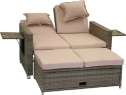 Greemotion Gartensofa / Loungebett Bahia Twin Aus Polyrattan, Sand-grau -Grünwelt Exporteren Garten-Winkel 9db11991a7971f64db79579370553eaf