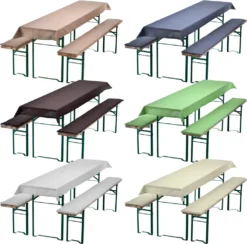 Auflagenset Für Bierzeltgarnitur Uni In Grau Biertischdecke 240 X 90 Cm (für 220 X 70 Cm Biertische) + 2 Gepolsterte Bierbankauflagen 220 X 25 Cm -Grünwelt Exporteren Garten-Winkel 9e5b8b2a5cbe18446d8c5e6b4ca48626
