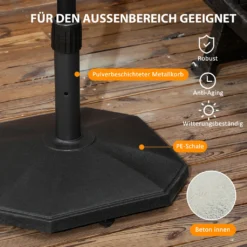 Outsunny Sonnenschirmständer 22 Kg Sonnenschirmfuß Für Mastdurchmesser Ø 32/34/38 Mm, Schirmständer Für Garten, Balkon, Zementfüllung, Schwarz 46 X 46 X 39 Cm -Grünwelt Exporteren Garten-Winkel 9f7c95b7294d59032280b77b69963ebb
