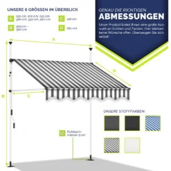 Tillvex Balkonmarkise 400 Cm Grau/Weiß Gelenkarm Markise Klemmmarkise Sonnenmarkise Balkon Ohne Bohren -Grünwelt Exporteren Garten-Winkel a0a53e8867923ce51a6105749ccaa802