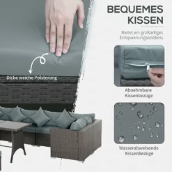 Outsunny Polyrattan Sitzgarnitur 10 Tlg. Sitzgruppe Gartenset Sofagarnitur Gartenmöbel Set Lounge Stahl Luxus Dunkelgrau -Grünwelt Exporteren Garten-Winkel a0a5d69f6c2f03797f95ef8772cce740