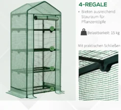 Outsunny Mini-Gewächshaus Anzuchtgewächshaus Mit Folienabdeckung Und 4 Regalböden Regale Rolltür Gemüsebeet Grün 69 X 49 X 158 Cm -Grünwelt Exporteren Garten-Winkel a13752614bf4cbc925133396810091c2