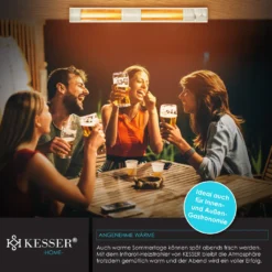 KESSER® Infrarot Heizstrahler 3000W IR-Gastro-Bar Terrassenstrahler Mit Fernbedienung Inkl. Schutzhülle Infrarotstrahler Quarzstrahler Terrassenheizer Wickeltischstrahler Wand-Heizstrahler Black, Leistung:3000W Silber -Grünwelt Exporteren Garten-Winkel a1740e94e922f6a6a487e8736612a64d