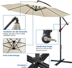 EINFEBEN 3m Sonnenschirm Sonnenschirme Ampelschirm Gartenschirm Terrassen UV40+ Marktschirm,Beige,3m 9 EINFEBEN 3m Sonnenschirm Sonnenschirme Ampelschirm Gartenschirm Terrassen UV40+ Marktschirm,Beige,3m -Grünwelt Exporteren Garten-Winkel a180d7efc1192802ac216e6d996e6501