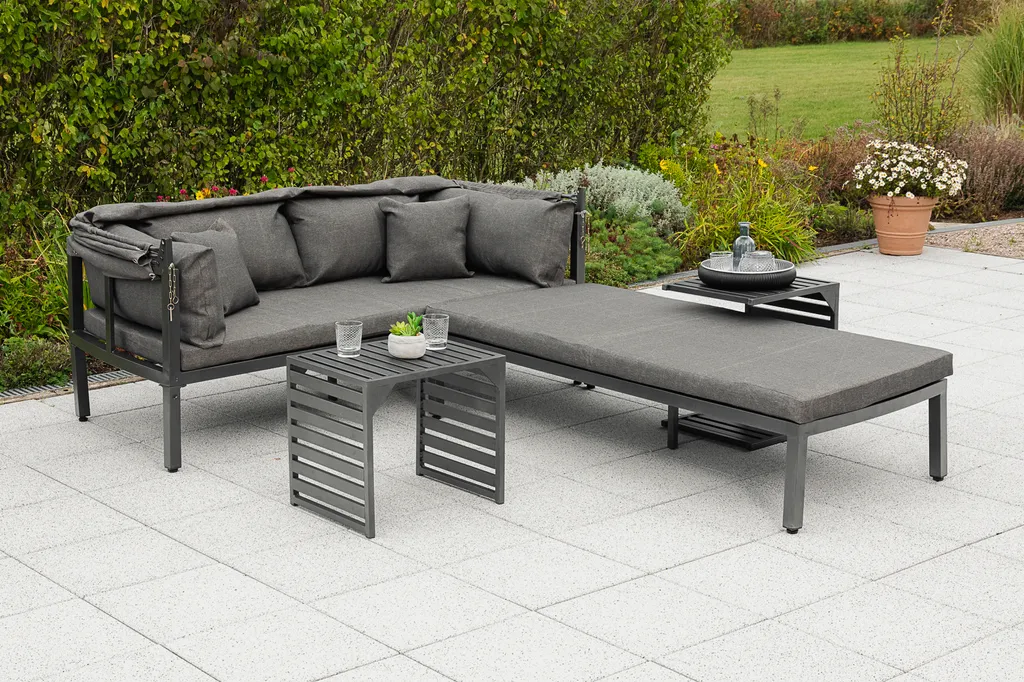 Merxx Insel "Argos" - Aluminiumgestell Mit Auflagen Und Kissen In Grau 2 Merxx Insel "Argos" - Aluminiumgestell Mit Auflagen Und Kissen In Grau – Bild 2