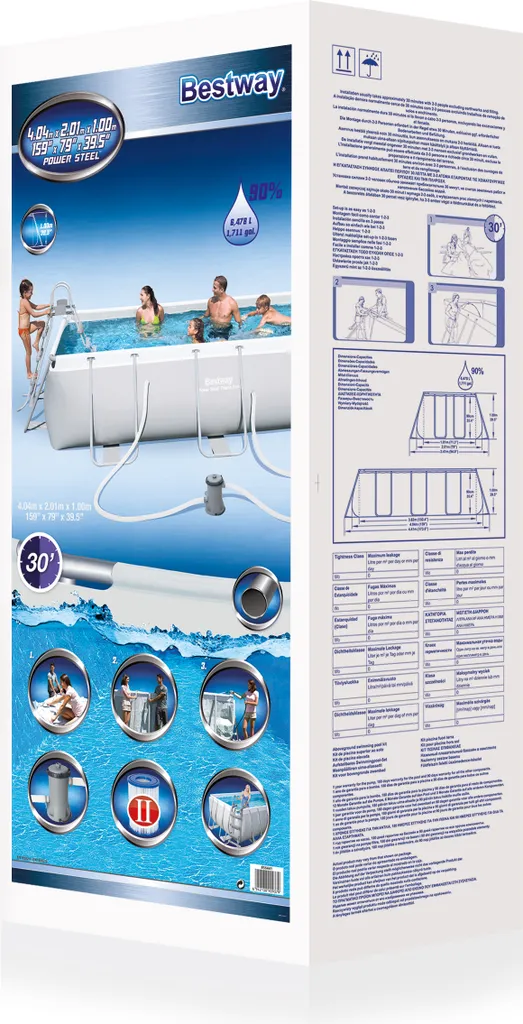 Bestway Power Steel™ Frame Pool-Set, Eckig, Mit Filterpumpe & Sicherheitsleiter 404 X 201 X 100 Cm 5 Bestway Power Steel™ Frame Pool-Set, Eckig, Mit Filterpumpe & Sicherheitsleiter 404 X 201 X 100 Cm – Bild 5