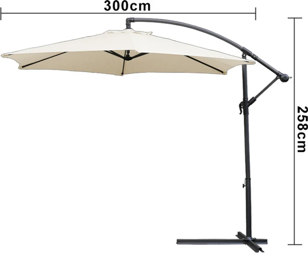 EINFEBEN 3m Sonnenschirm Mit LED Solar Ampelschirm Balkonschirm Marktschirm UV40+ Gartenschirm,Beige 2 EINFEBEN 3m Sonnenschirm Mit LED Solar Ampelschirm Balkonschirm Marktschirm UV40+ Gartenschirm,Beige – Bild 2
