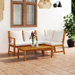 VidaXL 4-tlg. Garten-Lounge-Set Mit Auflagen Creme Massivholz Akazie -Grünwelt Exporteren Garten-Winkel a2a977ebaed4d3c88b45f5fce3b1e443