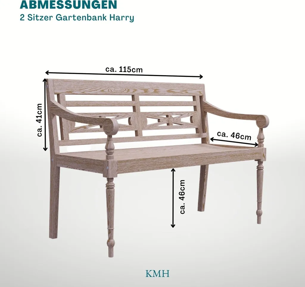 KMH® 2-sitzer Bank *Harry* White-washed (#102142) 3 KMH® 2-sitzer Bank *Harry* White-washed (#102142) – Bild 3