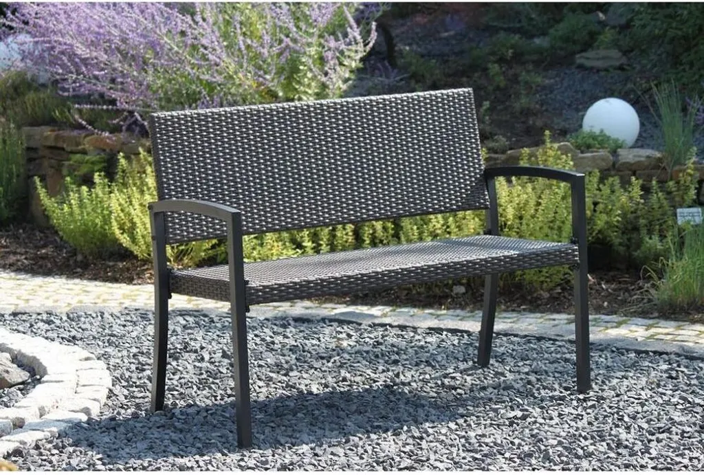 Garden Pleasure Parkbank Sanremo Rattan Optik Garten Bank Sitzbank Möbel Coffee 4 Garden Pleasure Parkbank Sanremo Rattan Optik Garten Bank Sitzbank Möbel Coffee – Bild 4