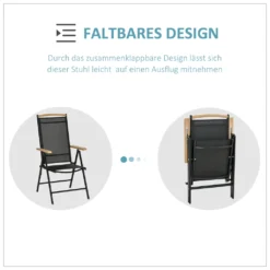 Outsunny 2er-Set Klappstuhl Gartenstuhl Klappbar Mit Rückenlehne Armlehne Für Garten Balkon Terrasse Mesh Stoff Aluminium Schwarz 71,5 X 68 X 109 Cm -Grünwelt Exporteren Garten-Winkel a31acda430a05e9bfe7c5e78494f10ef