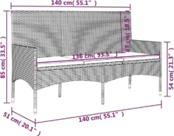 VidaXL Gartenbank 3-Sitzer Mit Kissen Schwarz Poly Rattan -Grünwelt Exporteren Garten-Winkel a32037532630dfac3729102036e53679