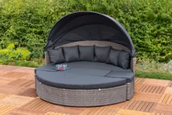 Merxx Relaxinsel "Riva" Ø 180 Cm, Inkl. Kissen - Aluminiumgestell Mit Kunststoffgeflecht Grau -Grünwelt Exporteren Garten-Winkel a34beff68fd19174cefc9d9c4a244668