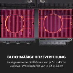 Klarstein Gasgrill Mit Smoker, Gasgrill Mit 4 Brenner, 13,5kW Edelstahl-Gasgrill, BBQ Gasgrill Für Balkon & Garten, Grill Für Gas & Kohle, Gasgrills Mit 4 Brenner & Thermometer