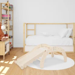 MAMOI® Kletterbogen Mit Rutsche, Kletterdreieck, Baby Klettern, Regenbogenwippe Aus Holz, Holzbogen Für Kinder, Rutschbrett Für Spielplatz, Mini Klettergerüst Indoor Ab 1/2/3 Jahre -Grünwelt Exporteren Garten-Winkel a3fad0d5f7877af44a05b12b8a6bc638