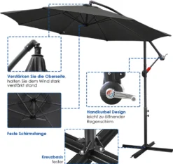 EINFEBEN 3.5m Sonnenschirm Gartenschirm Ampelschirm Marktschirm Kurbelschirm Alu,Grau,3.5m 9 EINFEBEN 3.5m Sonnenschirm Gartenschirm Ampelschirm Marktschirm Kurbelschirm Alu,Grau,3.5m -Grünwelt Exporteren Garten-Winkel a4df62ca94239236c632ce9bde5d56a4