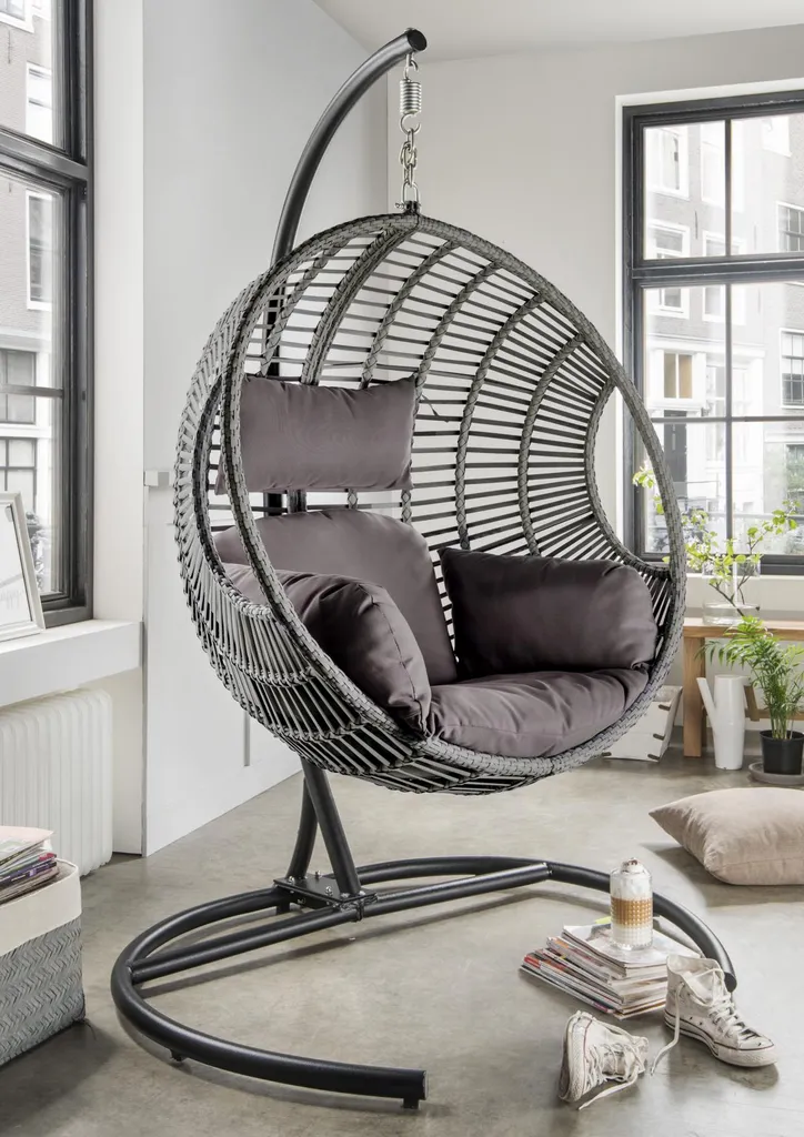Destiny COCO DELUXE II Grau Meliert Hängesessel Polyrattan Hängekorb Hängestuhl 1 Destiny COCO DELUXE II Grau Meliert Hängesessel Polyrattan Hängekorb Hängestuhl