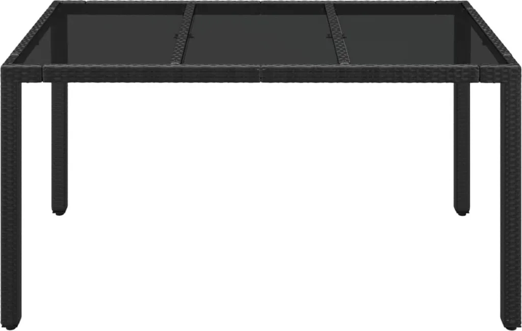 VIDAXL Gartentisch Mit Glasplatte Schwarz 150x90x75 Cm Poly Rattan 3 VIDAXL Gartentisch Mit Glasplatte Schwarz 150x90x75 Cm Poly Rattan – Bild 3