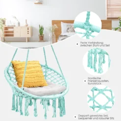 COSTWAY Hängesessel Hängestuhl Zum Aufhängen, Hängesitz Belastbar Bis 150 Kg Hängeschaukel 80x60x125cm (Grün) -Grünwelt Exporteren Garten-Winkel a65e5ac14a8eccd876f86e9764fb3e0e