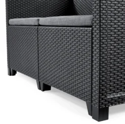 Keter Lounge Set Emma 8-teilig - Graphit , 2 Sessel + 2er Sofa + 1 Tisch Mit Aufbewahrungsbox-Funktion + 4 Sitzauflagen -Grünwelt Exporteren Garten-Winkel a68335460e472a9c960e12824090cb9e