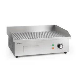Klarstein Grillmeile 3000R Pro Gusseisen Grillplatte Elektrisch, Grillfläche: 54,5 X 35 Cm (geriffelt), Stufenlos 50-300 °C, 3000 Watt, Profi Elektrogrill Mit Spritzschutz, Edelstahl