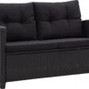 VidaXL 2-Sitzer-Gartensofa Mit Kissen Schwarz 124 Cm Poly Rattan