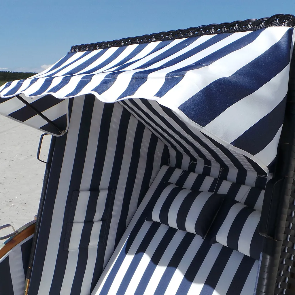 Strandkorb XXL Inkl. Abdeckcover Luxus Volllieger Gartenliege Ostsee + 4 Kissen, Klapptische, Zeitungsfächer 3 Strandkorb XXL Inkl. Abdeckcover Luxus Volllieger Gartenliege Ostsee + 4 Kissen, Klapptische, Zeitungsfächer – Bild 3