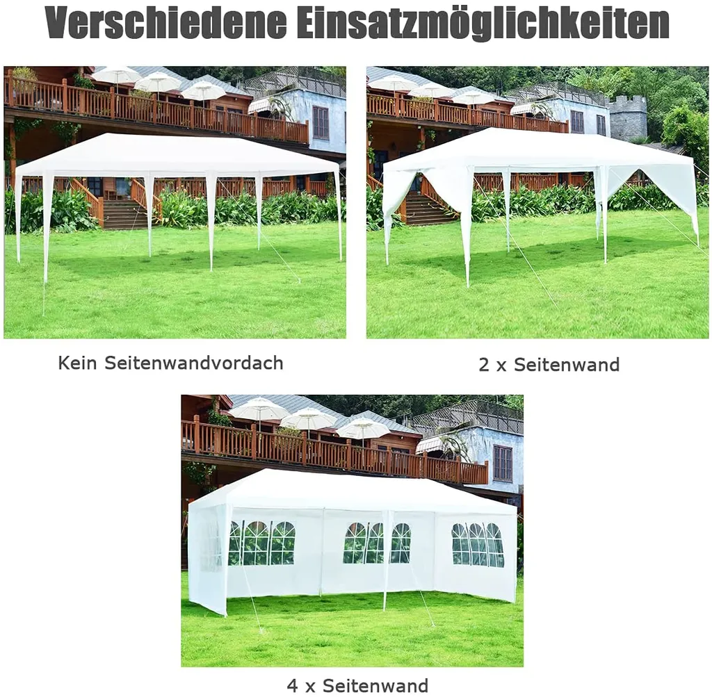 COSTWAY 3x6m Gartenpavillon Partyzelt Mit 4 Abnehmbaren Seitenwänden Inkl. Tragetasche Weiß 3 COSTWAY 3x6m Gartenpavillon Partyzelt Mit 4 Abnehmbaren Seitenwänden Inkl. Tragetasche Weiß – Bild 3