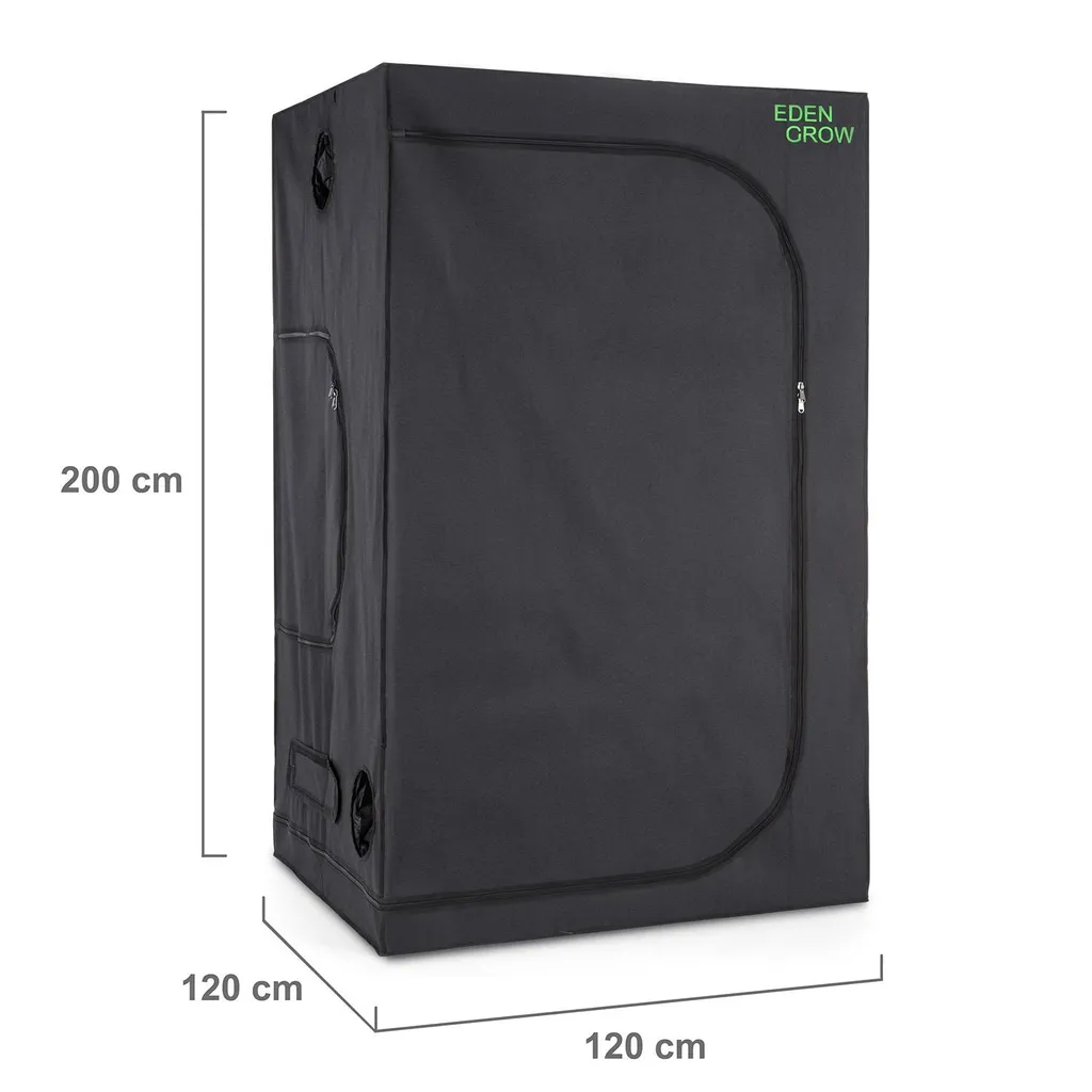 OneConcept Eden Grow L - Growschrank , Growzelt , Growbox , Größe L , 120x120x200 Cm , 2 X Belüftungszugang , Zuluftklappen , Lichtundurchlässiges Gewebe , Reflektierende Innenbeschichtung , Schwarz 2 OneConcept Eden Grow L - Growschrank , Growzelt , Growbox , Größe L , 120x120x200 Cm , 2 X Belüftungszugang , Zuluftklappen , Lichtundurchlässiges Gewebe , Reflektierende Innenbeschichtung , Schwarz – Bild 2