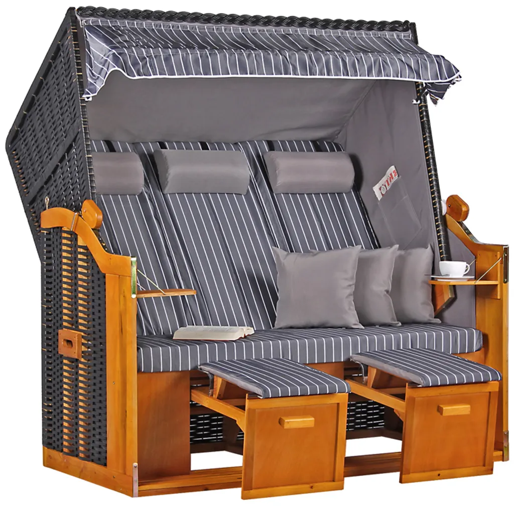 Strandkorb Ostsee XXL Wacholder PE Schwarz Dessin Royal Anthrazit 1 Strandkorb Ostsee XXL Wacholder PE Schwarz Dessin Royal Anthrazit