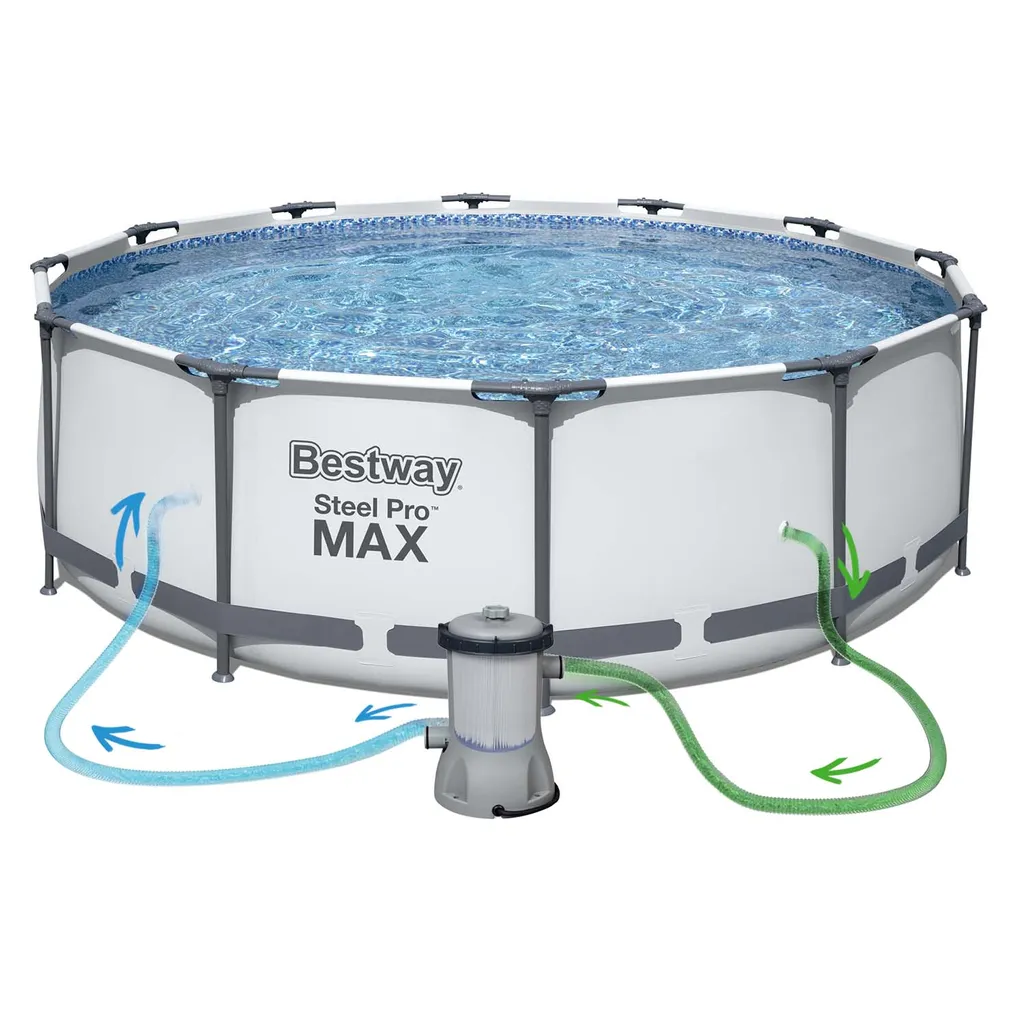 Bestway Steel Pro Max™ Frame Pool Komplett-Set, Rund, Mit Filterpumpe & Sicherheitsleiter 366 X 100 Cm, Schwimmbecken, Schwimmen, Pools 15 Bestway Steel Pro Max™ Frame Pool Komplett-Set, Rund, Mit Filterpumpe & Sicherheitsleiter 366 X 100 Cm, Schwimmbecken, Schwimmen, Pools – Bild 15