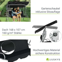 Juskys Hollywoodschaukel 3-Sitzer Mit Dach & Sitzauflage – Gartenschaukel 200 Kg Belastbar – Schaukelbank Für Garten & Terrasse - Schwarz 17 Juskys Hollywoodschaukel 3-Sitzer Mit Dach & Sitzauflage – Gartenschaukel 200 Kg Belastbar – Schaukelbank Für Garten & Terrasse - Schwarz -Grünwelt Exporteren Garten-Winkel a92bd8124f3a57ea8c620d08296fc471
