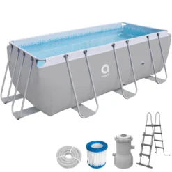 Avenli® Frame Rectangular Pool Set 400 X 207 X 122 Cm, Aufstellpool, Reckteckig, Mit Pumpe, Grau -Grünwelt Exporteren Garten-Winkel a9a31e24e19aaec0beec0a8a43d0eaa5