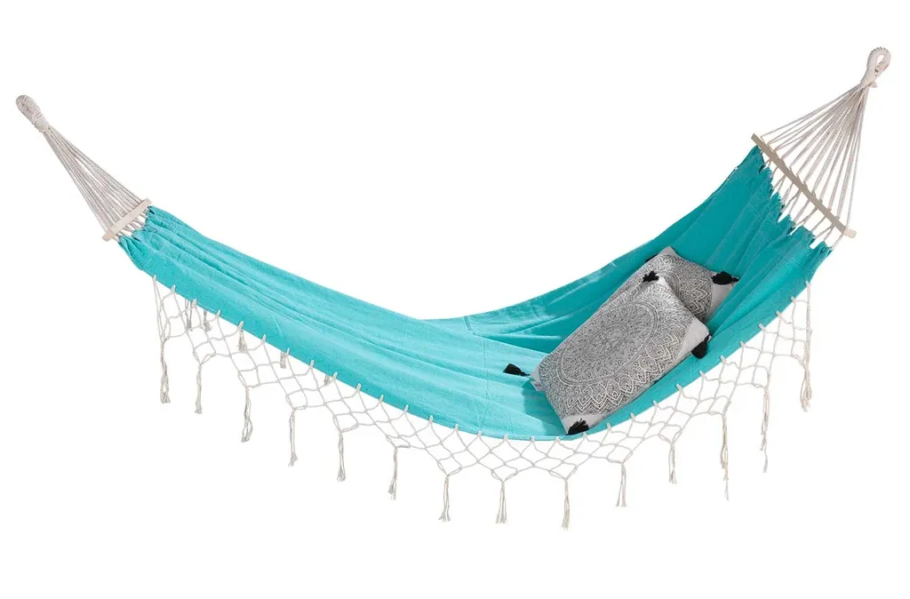 Hängematte - Aqua - Baumwolle - Polyester - 200 X 100 Cm 2 Hängematte - Aqua - Baumwolle - Polyester - 200 X 100 Cm – Bild 2
