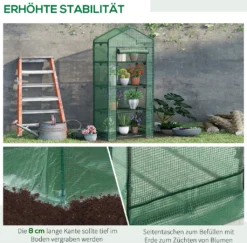 Outsunny Mini-Gewächshaus Anzuchtgewächshaus Mit Folienabdeckung Und 4 Regalböden Regale Rolltür Gemüsebeet Grün 69 X 49 X 158 Cm -Grünwelt Exporteren Garten-Winkel a9d3fe0236906ad1c642301b13be3dce