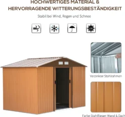 Outsunny Gerätehaus Mit Fundament Geräteschuppen Gartenhaus Garten Schuppen Metall Gelb 277 X 195 X 192 Cm -Grünwelt Exporteren Garten-Winkel ab23b6c1cd09dd5ff18f795527b8e329