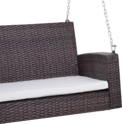 Outsunny Hängebank 2-Sitzer Rattan Gartenschaukel Mit Sitzkissen Hängeschaukel Hollywoodschaukel Schaukelbank Gartenbank Braun 127 X 57,5 X 60 Cm -Grünwelt Exporteren Garten-Winkel ab80dd48fb05fec374b3fae81d1e8590