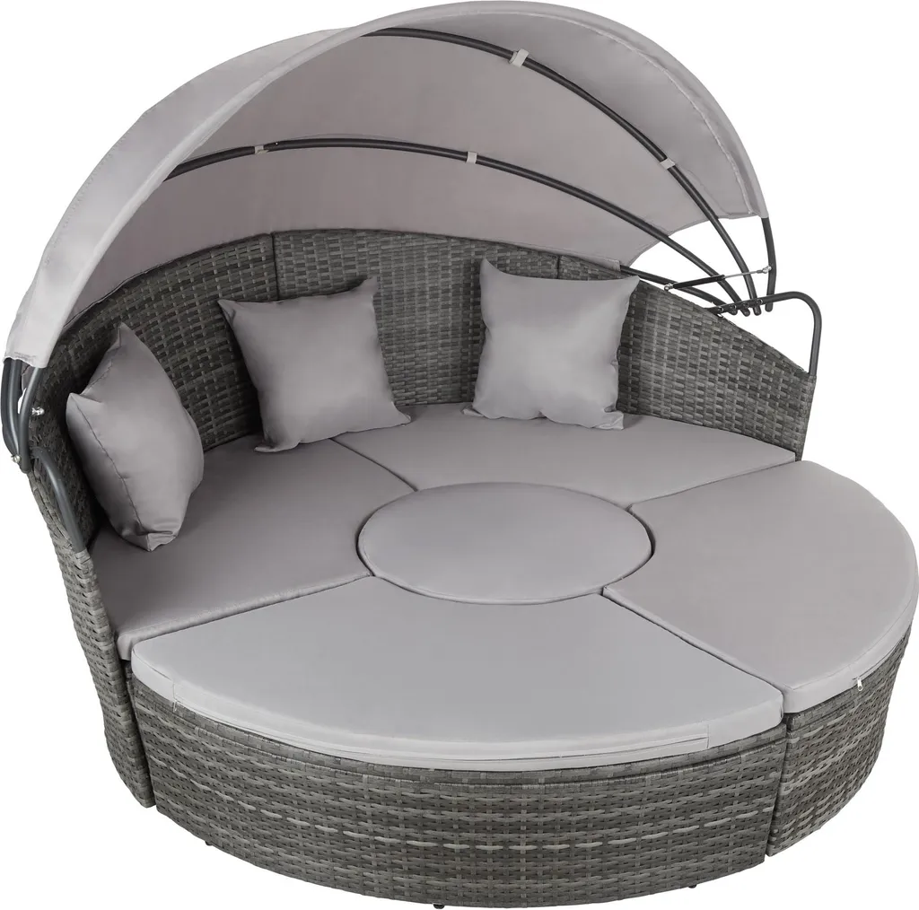 Tectake Sonneninsel Rattan Mit Aluminiumgestell Und Sonnendach - Grau 1 Tectake Sonneninsel Rattan Mit Aluminiumgestell Und Sonnendach - Grau