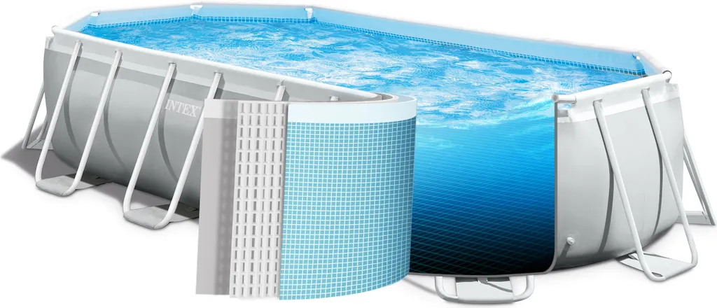 Intex Prism Frame Oval Swimming Pool 610x305x122 Cm Schwimmbecken 26798 Komplett-Set Mit Leiter & Pumpe Sowie Extra-Zubehör Wie: Strandball Und Luftmatratze 6 Intex Prism Frame Oval Swimming Pool 610x305x122 Cm Schwimmbecken 26798 Komplett-Set Mit Leiter & Pumpe Sowie Extra-Zubehör Wie: Strandball Und Luftmatratze – Bild 6