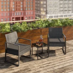 Polypropylen Gartenmöbel Set, Inkl. 2 Sitzgruppe Und 1 Tisch, Sitzgruppe Balkon 3er Garten Set, Terrasse Wetterfeste Balkonmöbel, Schwarz -Grünwelt Exporteren Garten-Winkel ac6b2fc25ad923b744b02ea5f949dfd4