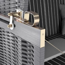 Sanzaro Strandkorb XL120 Cm Deluxe Zweisitzer Holz Und Poly-Rattan Volllieger 4x Kissen Klappbare Rückenlehne 2 Personen Anthrazit-Weiss Nadelstreifen -Grünwelt Exporteren Garten-Winkel acc981bfeacdb9bf6c71f2a98803643c